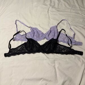 Savage X Fenty Lace Bras - Black and Lavender